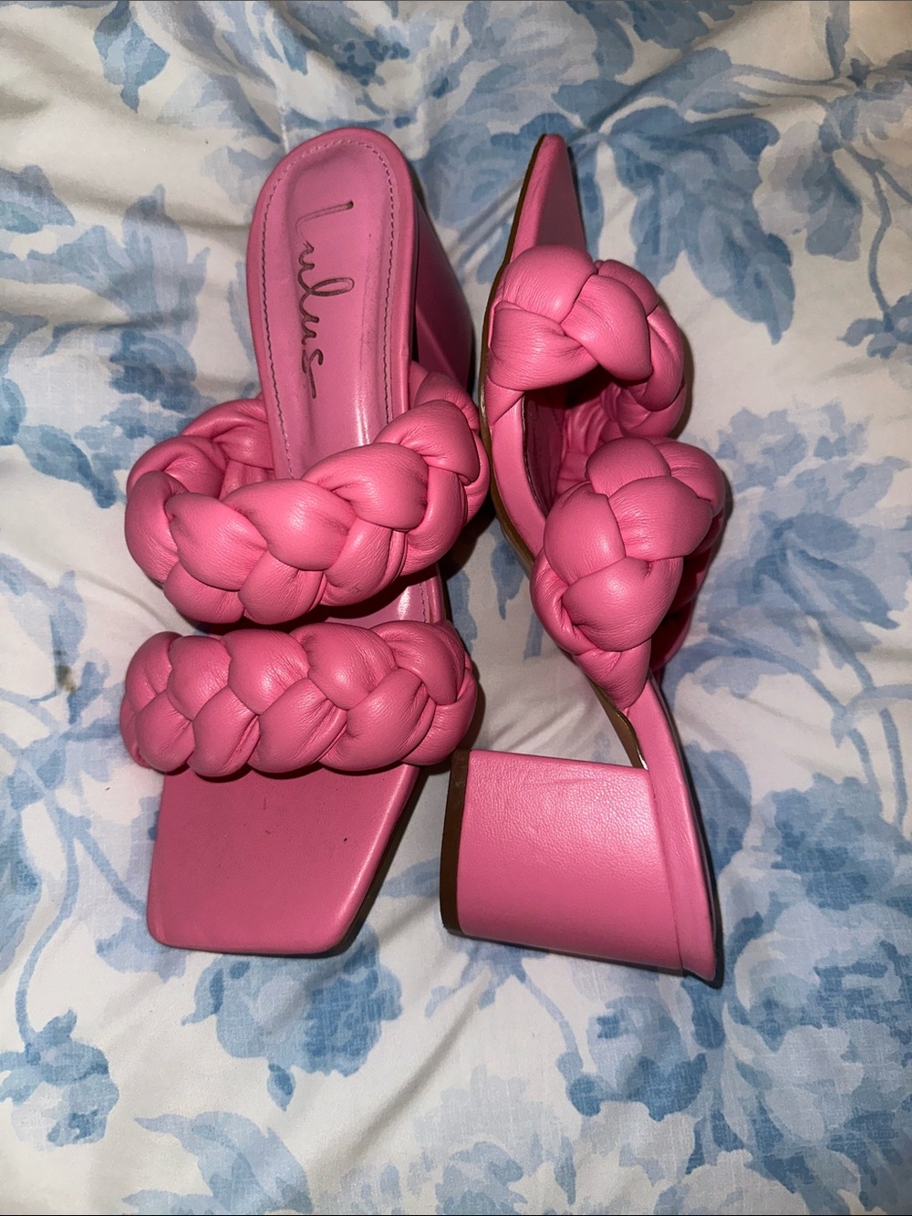 pink braided heels